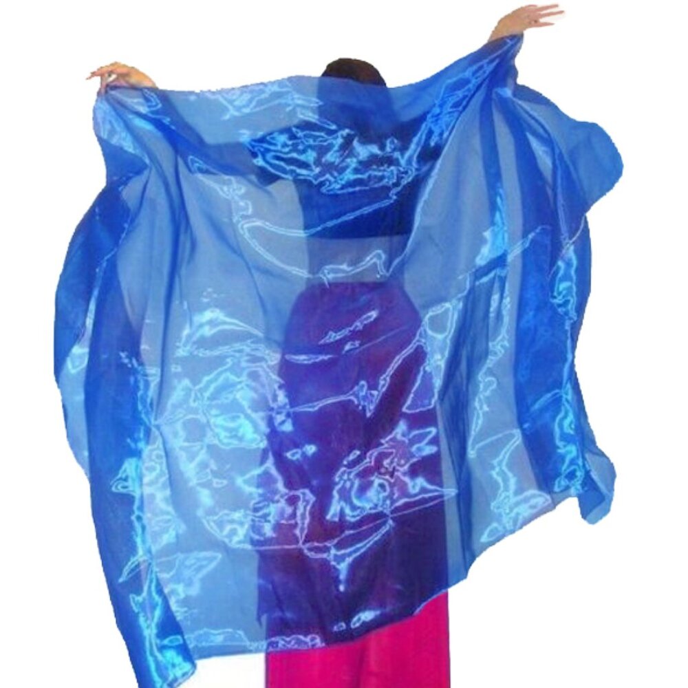 Belly dance veil 3 yards x 54 inches. Blue organza, New